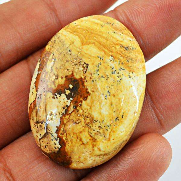 gemsmore:Amazing Picture Jasper Oval Shape Untreated Loose Gemstone