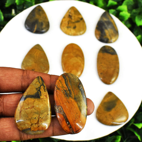 gemsmore:Amazing Pietresite Jasper Untreated Gemstone Cabochon Lot