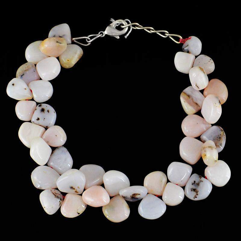 gemsmore:Amazing Pink Australian Opal Bracelet Natural Pear Shape Beads