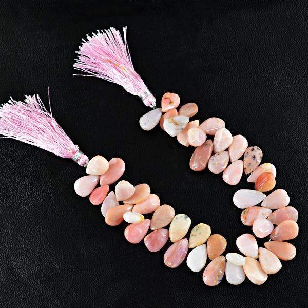 gemsmore:Amazing Pink Australian Opal Drilled Beads Strand - Natural Pear Shape