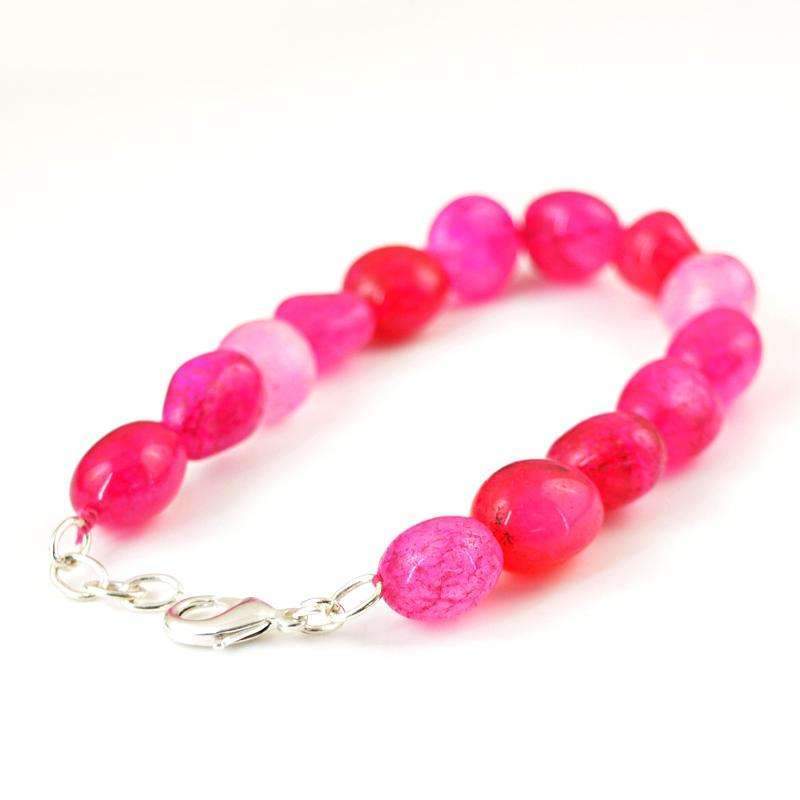 gemsmore:Amazing Pink Onyx Bracelet Natural Untreated Beads