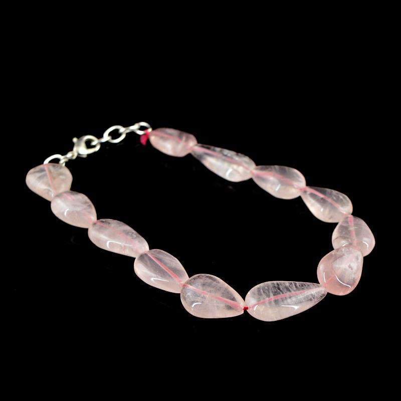 gemsmore:Amazing Pink Rose Quartz Beads Bracelet Natural Pear Shape