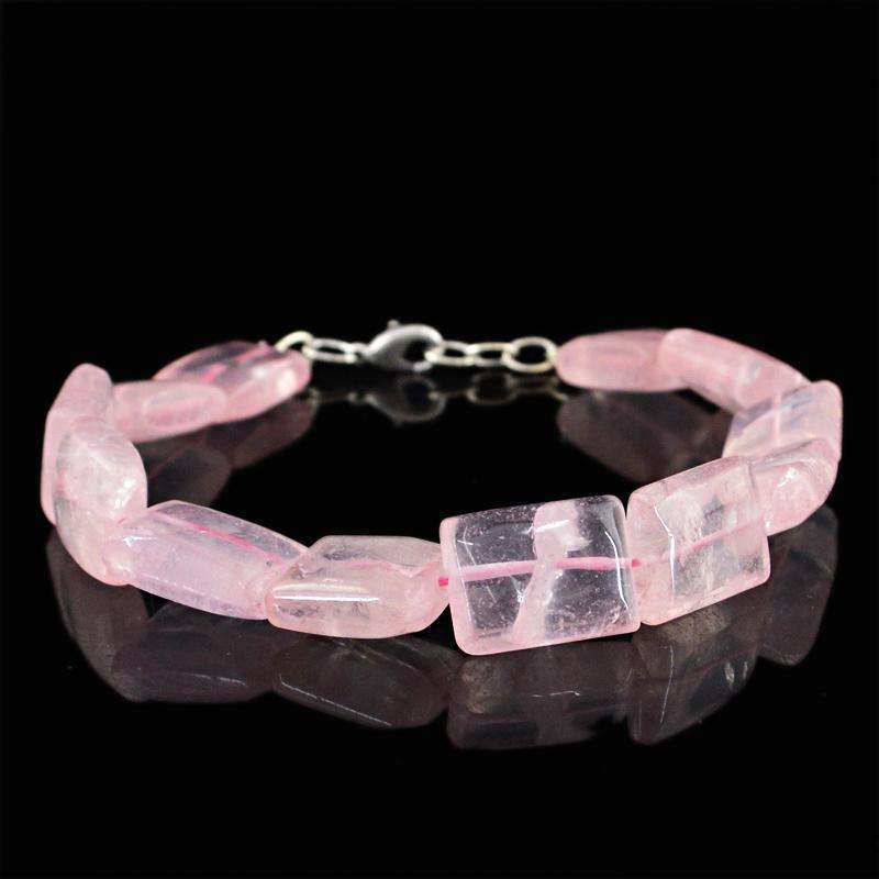 gemsmore:Amazing Pink Rose Quartz Beads Bracelet Natural Untreated
