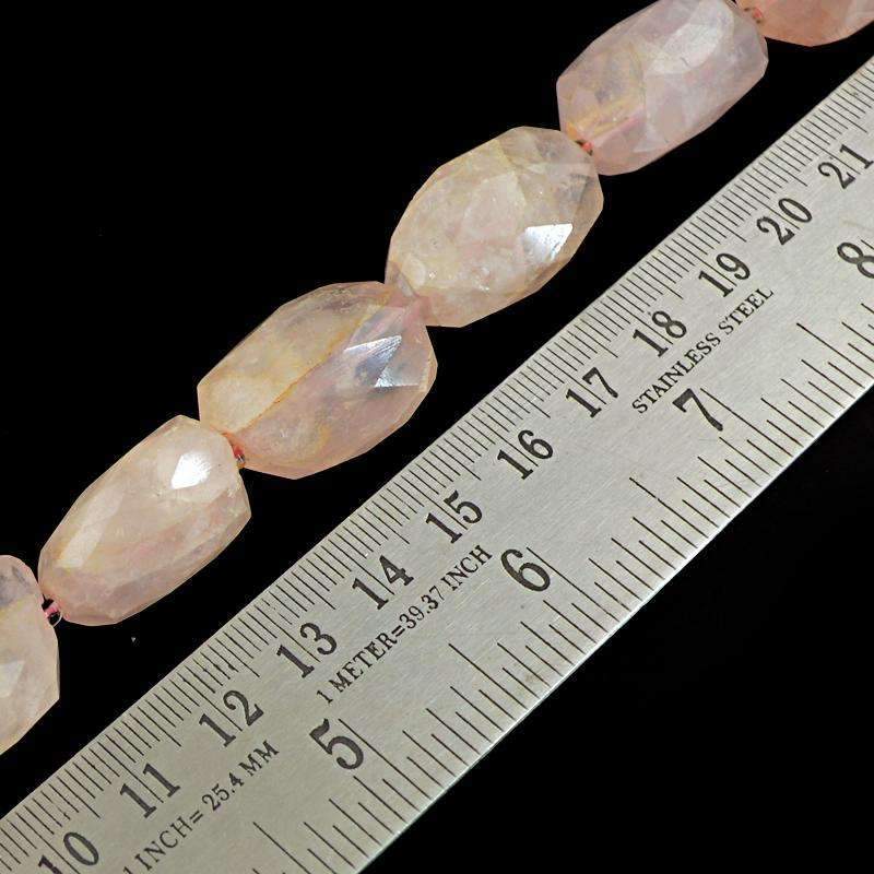 gemsmore:Amazing Pink Rose Quartz Beads Strand Natural Faceted Drilled