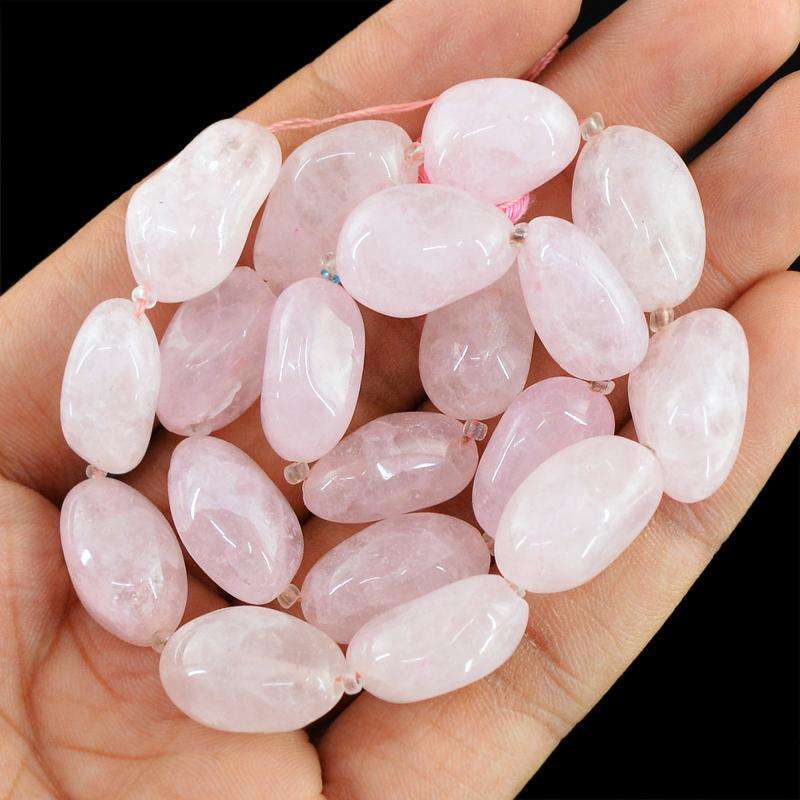 gemsmore:Amazing Pink Rose Quartz Beads Strand Natural Unheated