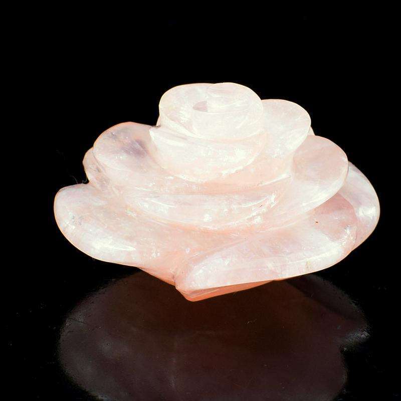 gemsmore:Amazing Pink Rose Quartz Carved Rose Gemstone