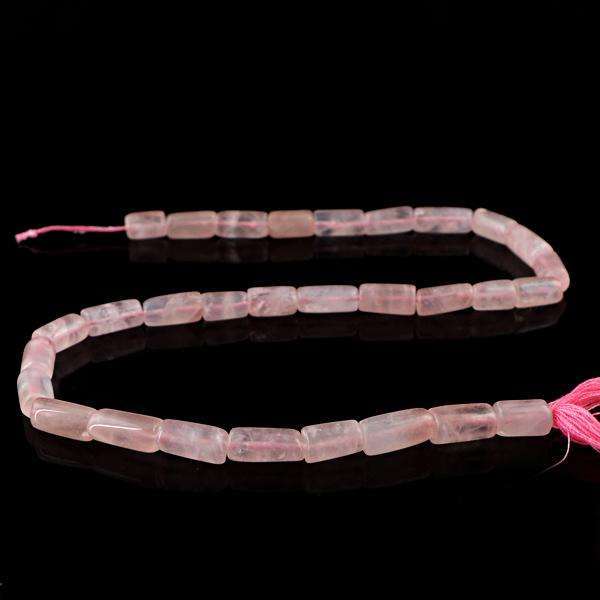 gemsmore:Amazing Pink Rose Quartz  Drilled Beads Strand