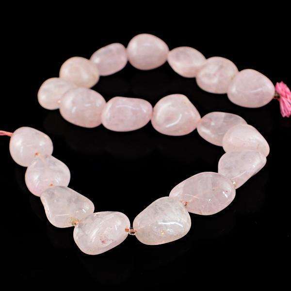 gemsmore:Amazing Pink Rose Quartz  Drilled Beads Strand