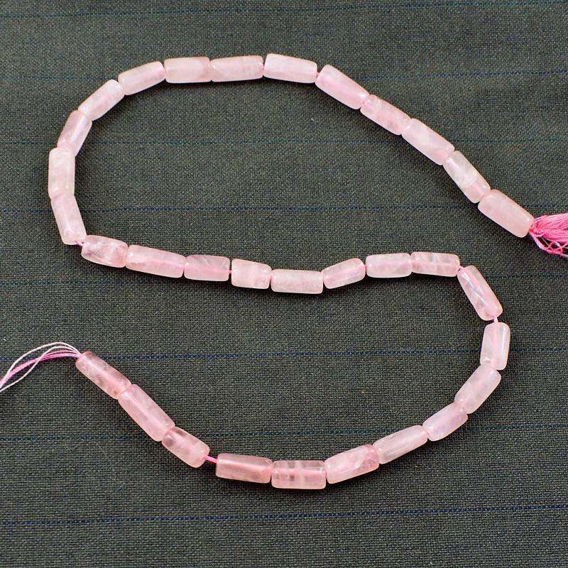 gemsmore:Amazing Pink Rose Quartz  Drilled Beads Strand