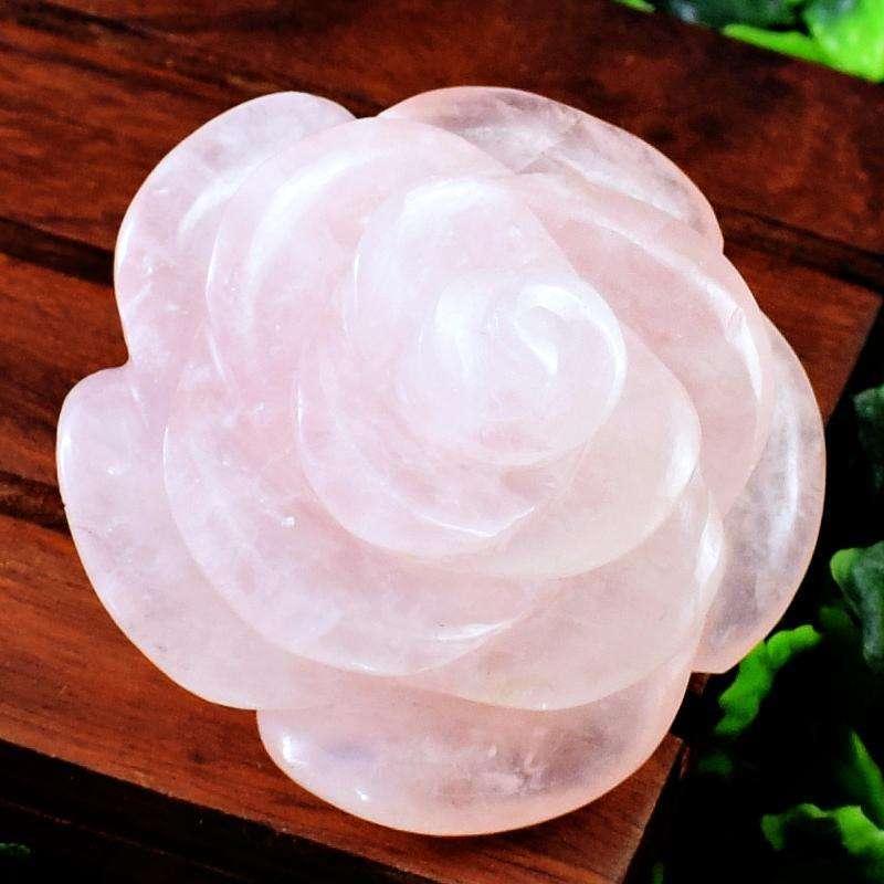 gemsmore:Amazing Pink Rose Quartz Hand Carved Rose Flower