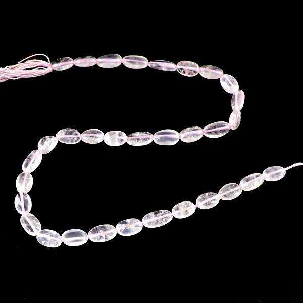 gemsmore:Amazing Pink Rose Quartz Oval Shape Drilled Beads Strand