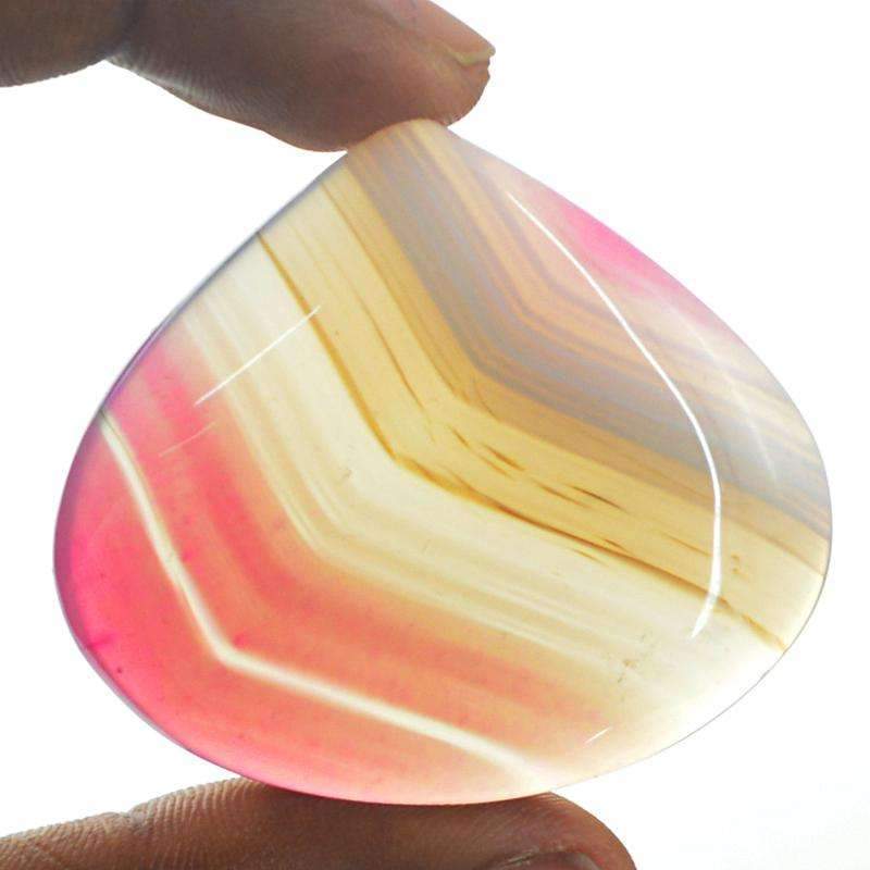 gemsmore:Amazing Pink Striped Onyx Gemstone - Pear Shape