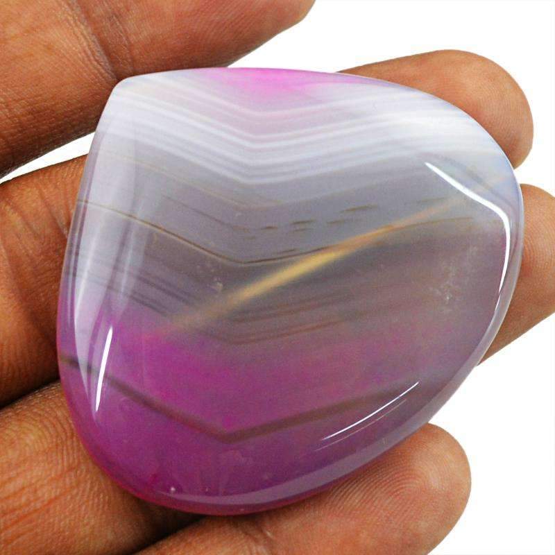 gemsmore:Amazing Pink Striped Onyx Gemstone - Pear Shape