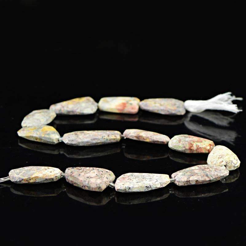 gemsmore:Amazing Poppy Jasper Beads Strand Natural Faceted Drilled