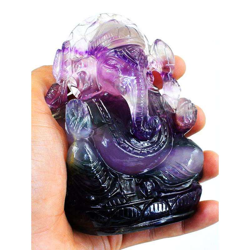 gemsmore:Amazing Premium Colors Hand Carved Fluorite Lord Ganesha