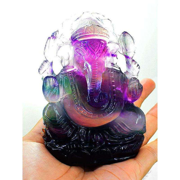 gemsmore:Amazing Premium Colors Hand Carved Fluorite Lord Ganesha
