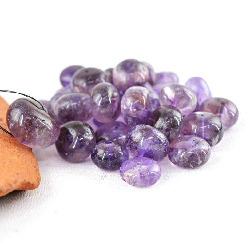 gemsmore:Amazing Purple Amethyst Beads Lot Natural Round Shape Drilled