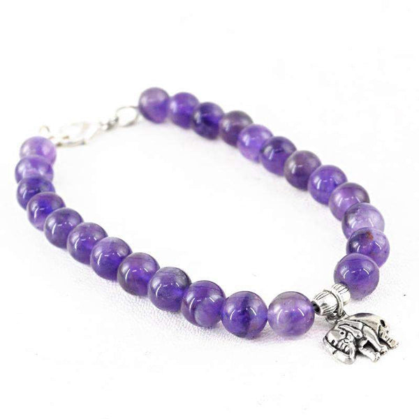 gemsmore:Amazing Purple Amethyst Bracelet - Natural Round Shape Beads