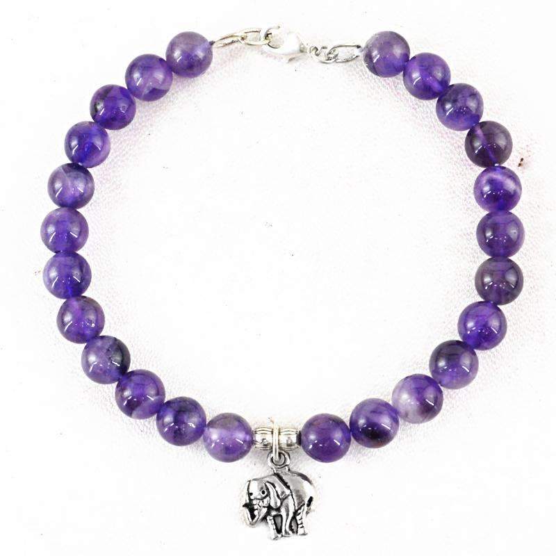 gemsmore:Amazing Purple Amethyst Bracelet - Natural Round Shape Beads