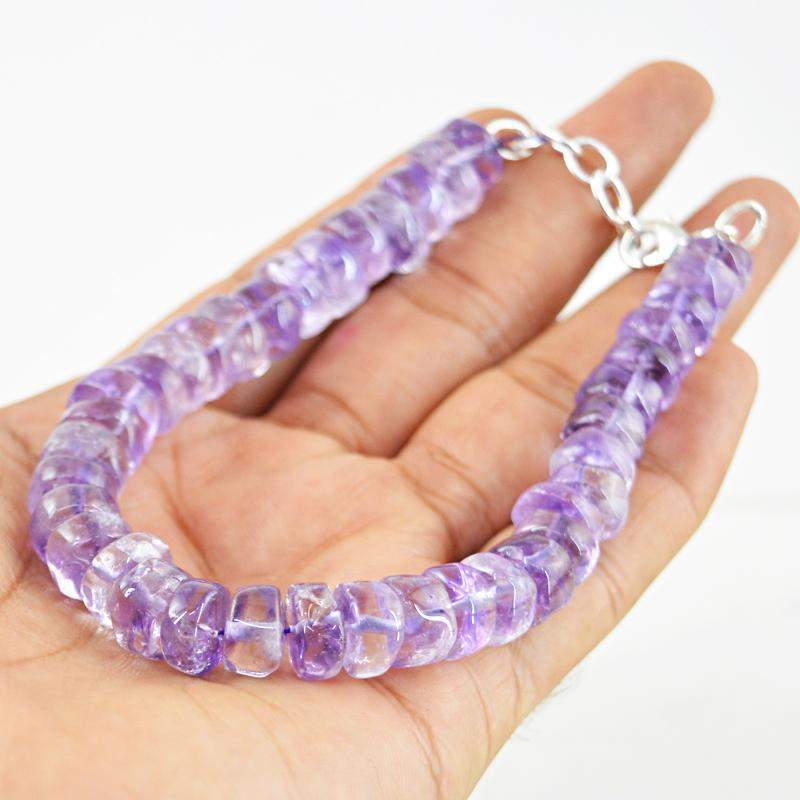 gemsmore:Amazing Purple Amethyst Bracelet Natural Round Shape Beads