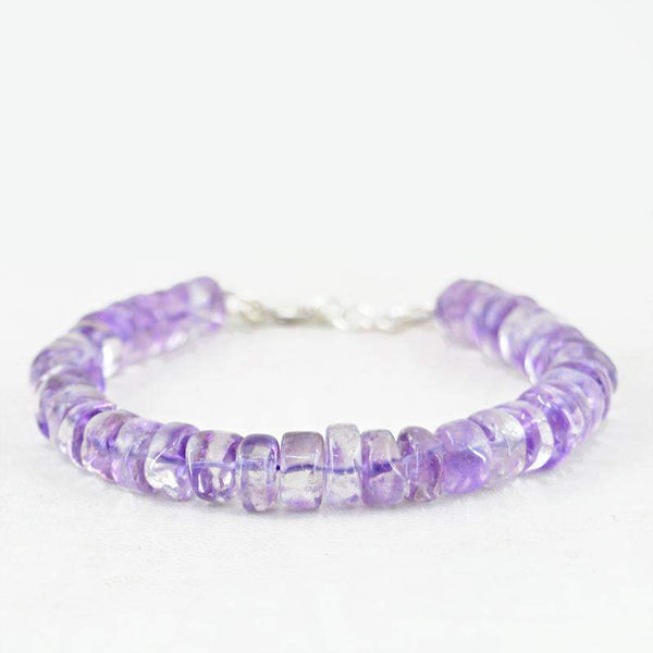 gemsmore:Amazing Purple Amethyst Bracelet Natural Round Shape Beads