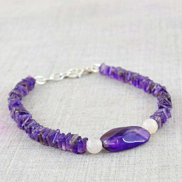 gemsmore:Amazing Purple Amethyst Bracelet Natural Untreated Beads