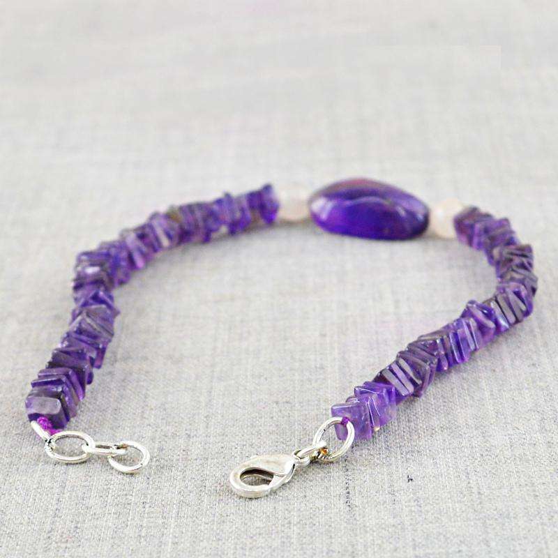 gemsmore:Amazing Purple Amethyst Bracelet Natural Untreated Beads