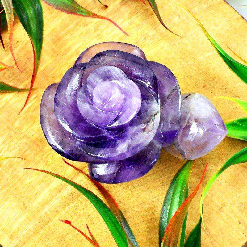gemsmore:Amazing Purple Amethyst Hand Carved Rose