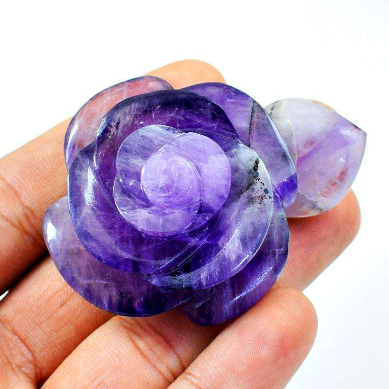 gemsmore:Amazing Purple Amethyst Hand Carved Rose