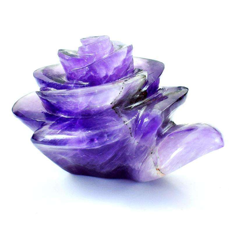 gemsmore:Amazing Purple Amethyst Hand Carved Rose