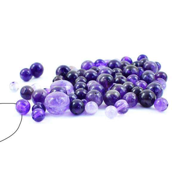 gemsmore:Amazing Purple Amethyst Round Shape Drilled Beads Lot