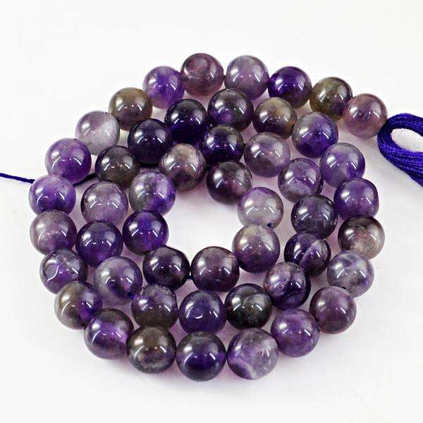 gemsmore:Amazing Purple Amethyst Round Shape Drilled Beads Strand