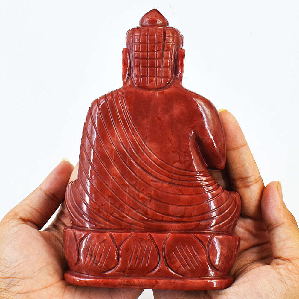 gemsmore:Amazing Red Jasper Hand Carved Buddha Idol