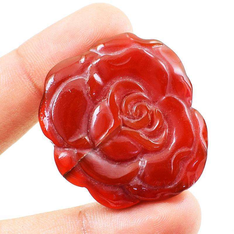 gemsmore:Amazing Red Onyx Hand Carved Flower Rose Gemstone