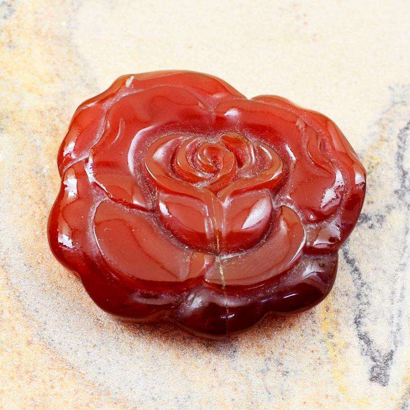 gemsmore:Amazing Red Onyx Hand Carved Flower Rose Gemstone