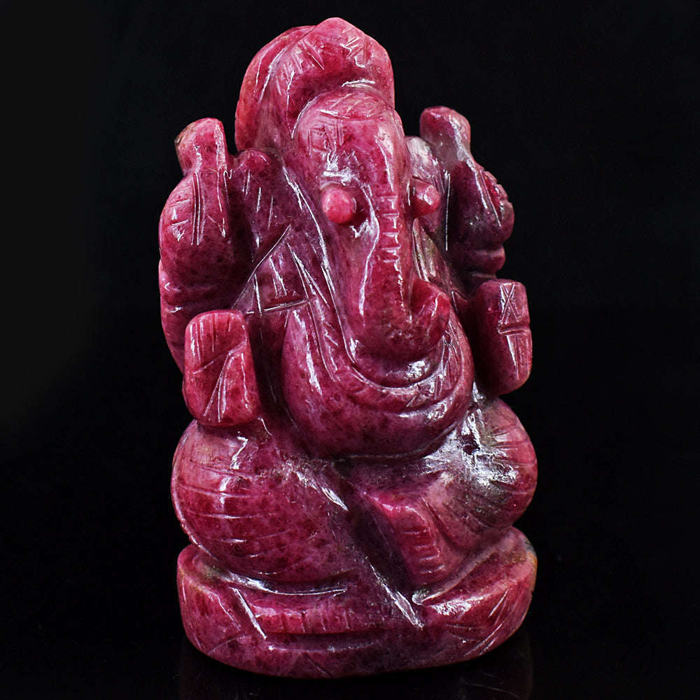 gemsmore:Amazing Rhodonite Hand Carved Genuine Crystal Gemstone Carving Lord Ganesha