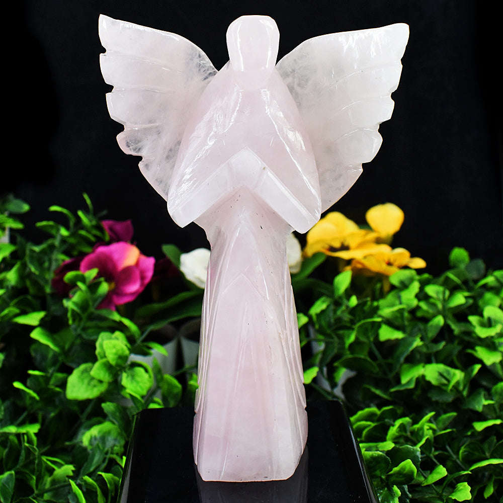 gemsmore:Amazing Rose Quartz Hand Carved Healing Praying Angel