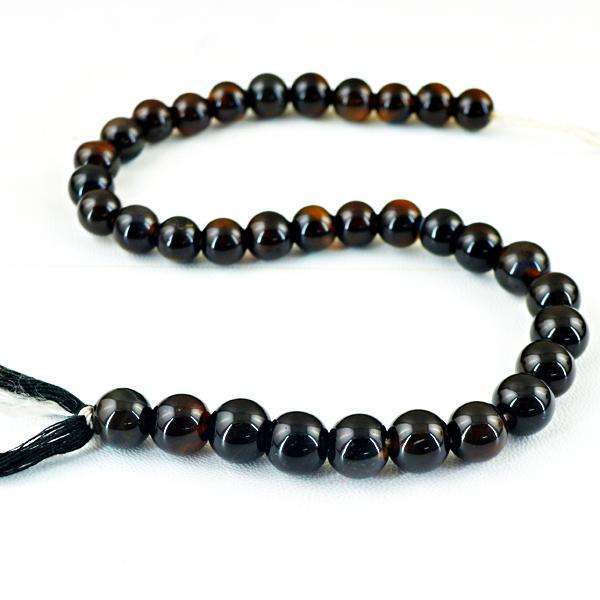 gemsmore:Amazing Round Shape Black Onyx Drilled Beads Strand