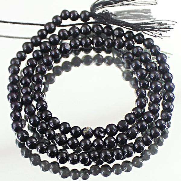 gemsmore:Amazing Round Shape Black Spinel Drilled Beads Strand