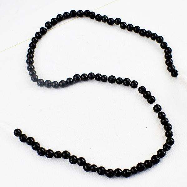 gemsmore:Amazing Round Shape Black Spinel Drilled Beads Strand