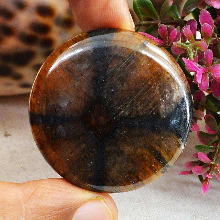gemsmore:Amazing Round Shape Chiastolite Untreated Loose Gemstone