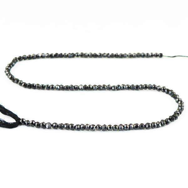 gemsmore:Amazing Round Shape Faceted Black Spinel Drilled Beads Strand