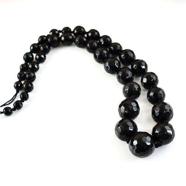 gemsmore:Amazing Round Shape Faceted Black Spinel Drilled Beads Strand