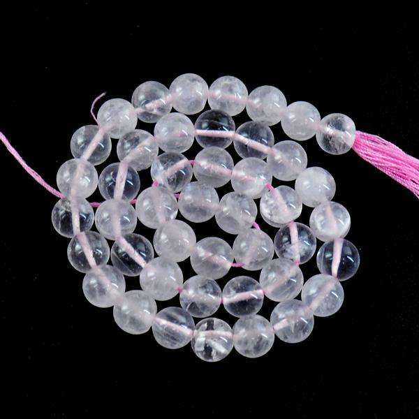 gemsmore:Amazing Round Shape Pink Rose Quartz  Drilled Beads Strand