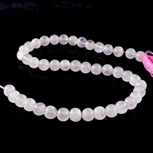 gemsmore:Amazing Round Shape Pink Rose Quartz Drilled Beads Strand