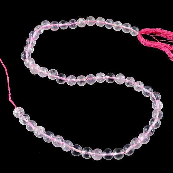 gemsmore:Amazing Round Shape Pink Rose Quartz Drilled Beads Strand