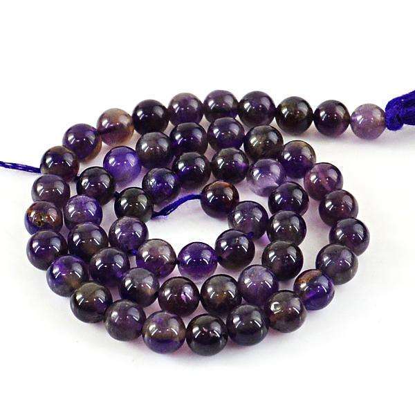 gemsmore:Amazing Round Shape Purple Amethyst Drilled Beads Strand
