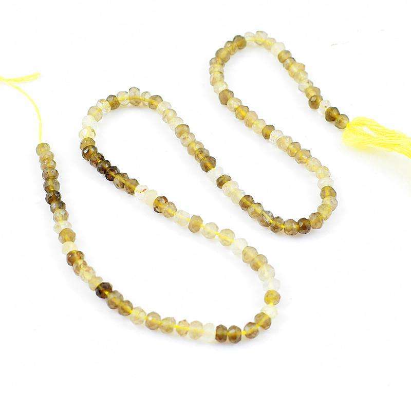 gemsmore:Amazing Round Shape Smoky Quartz Faceted Beads Drilled Strand