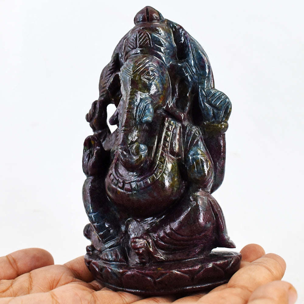 gemsmore:Amazing Ruby In Kyanite Hand Carved Genuine Crystal Gemstone Carving Lord Ganesha