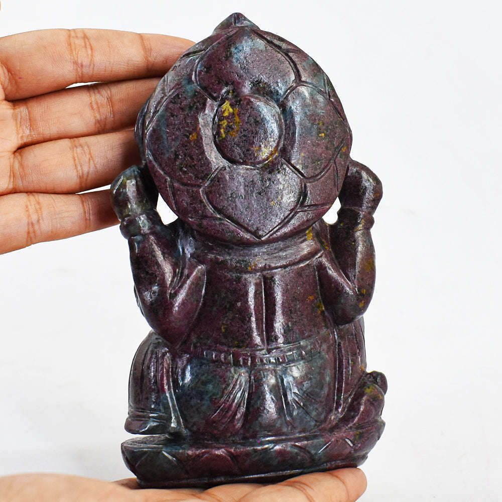 gemsmore:Amazing Ruby In Kyanite Hand Carved Genuine Crystal Gemstone Carving Lord Ganesha